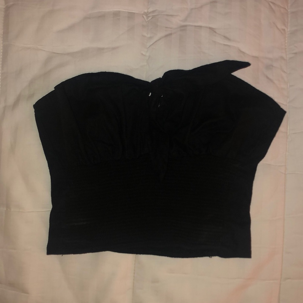 john galt ruched front tie tube top